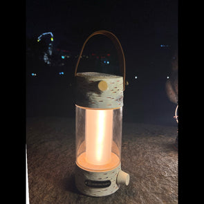 USB Rechargeable Artsy LED Camping Lantern in Birch wood textured (Taste test sample 1pc)